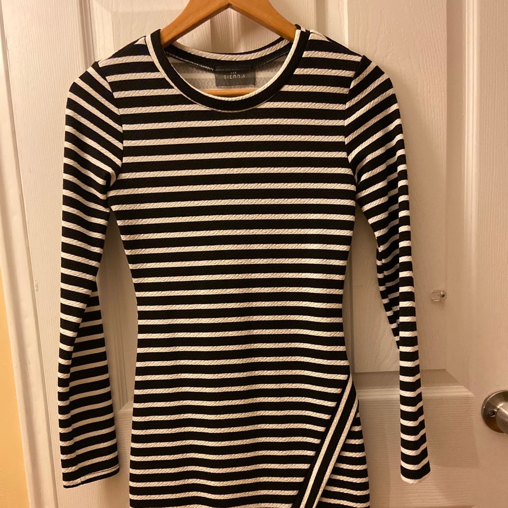 ASOS Long Sleeve Black & White Striped Dress